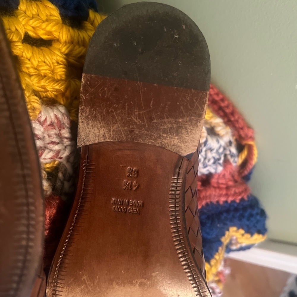 Men Brown Woven Leather Loafers with Tassels size 8 1/2 - Picture 8 of 16